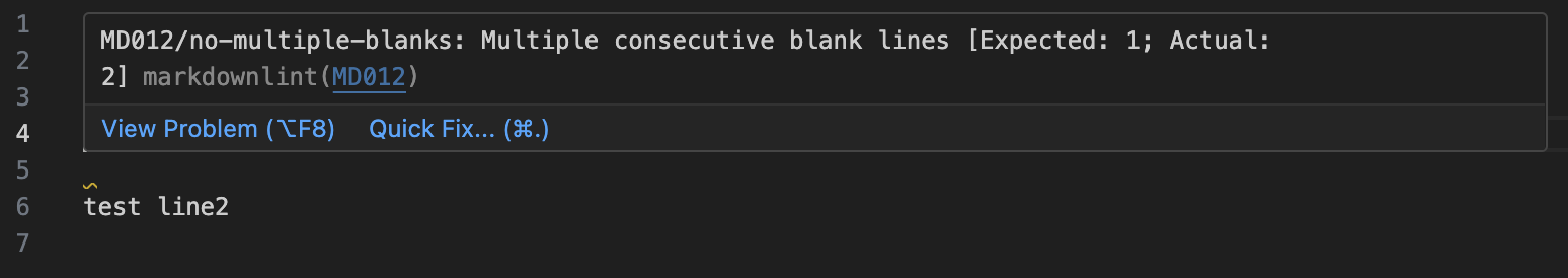 markdownlintでMD012/no-multiple-blanks: Multiple consecutive blank lines